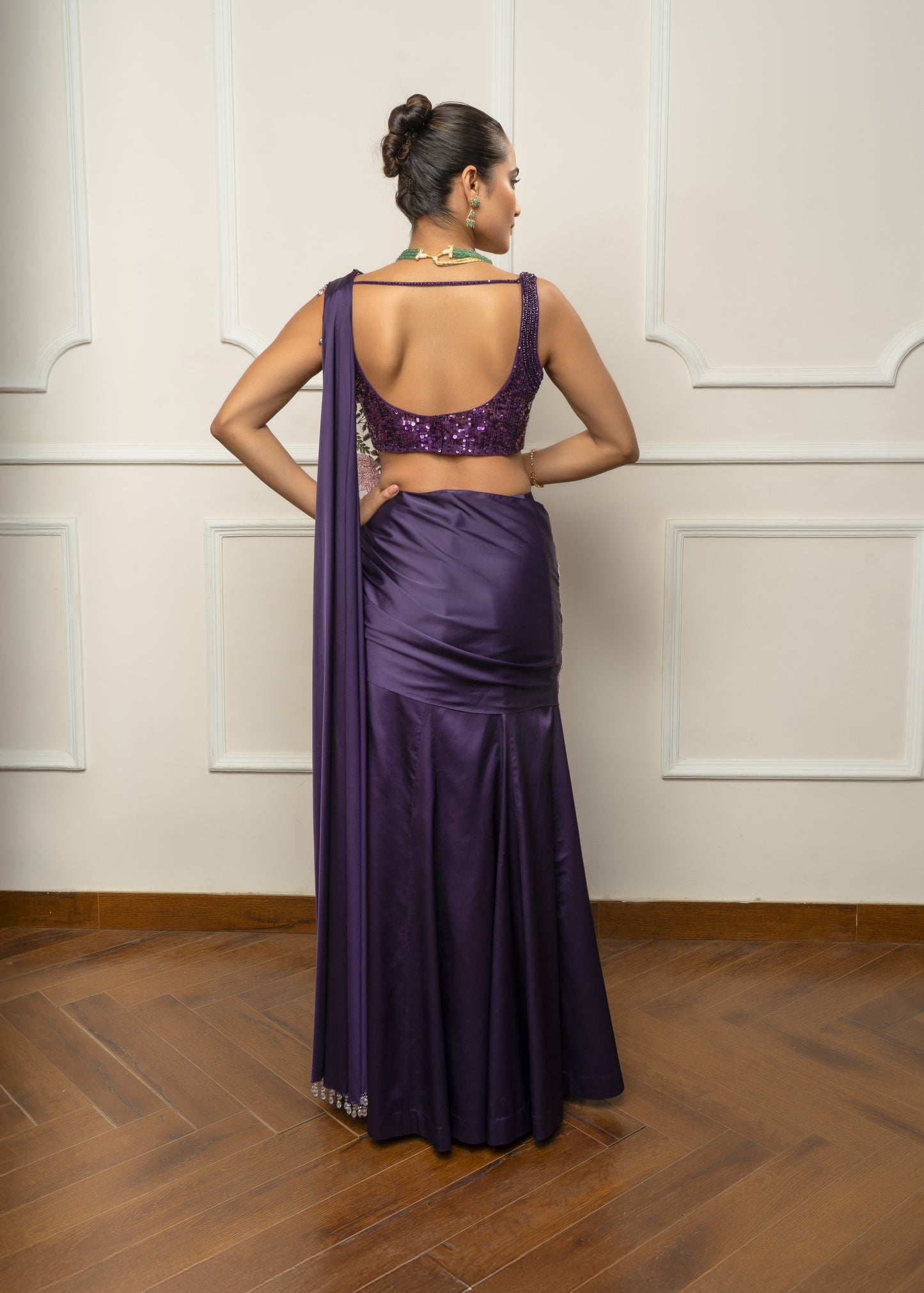 Deep purple saree set