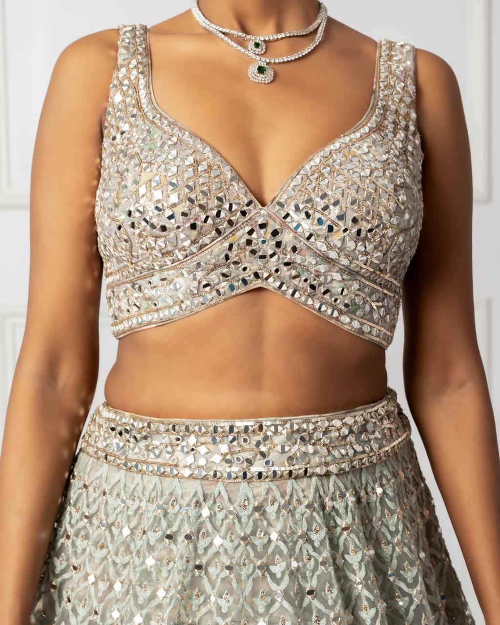 Silt green embroidered lehenga set