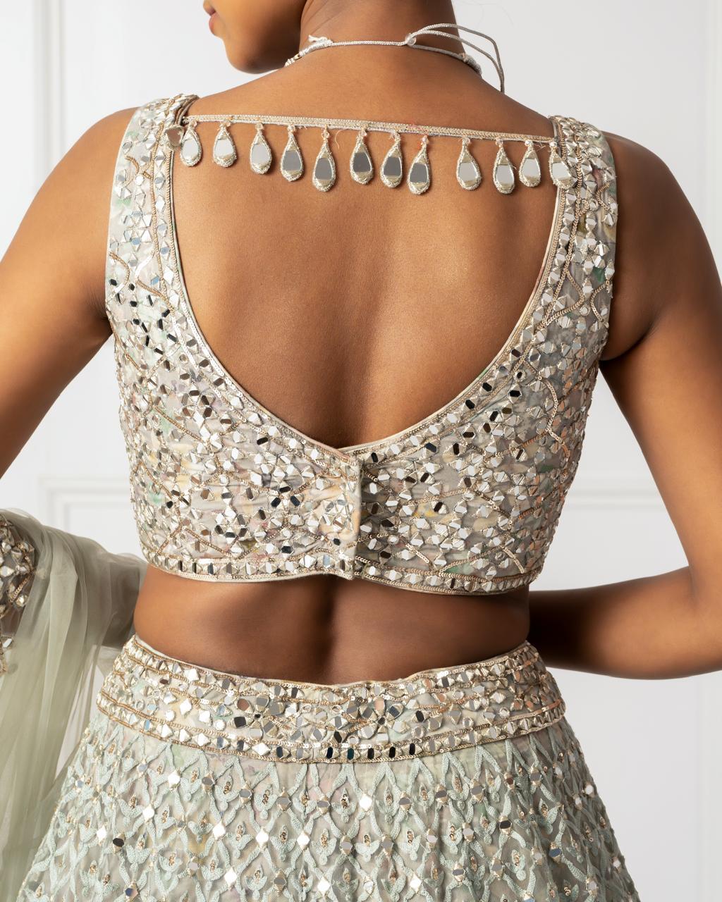 Silt green embroidered lehenga set