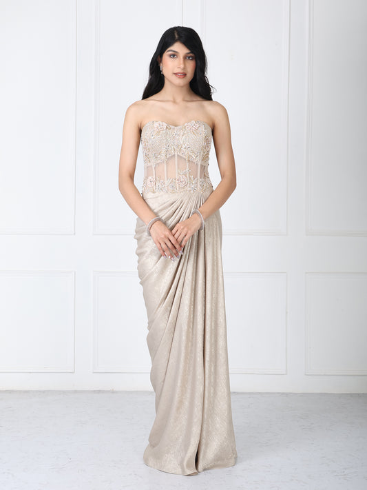 Royal golden embroidered gown