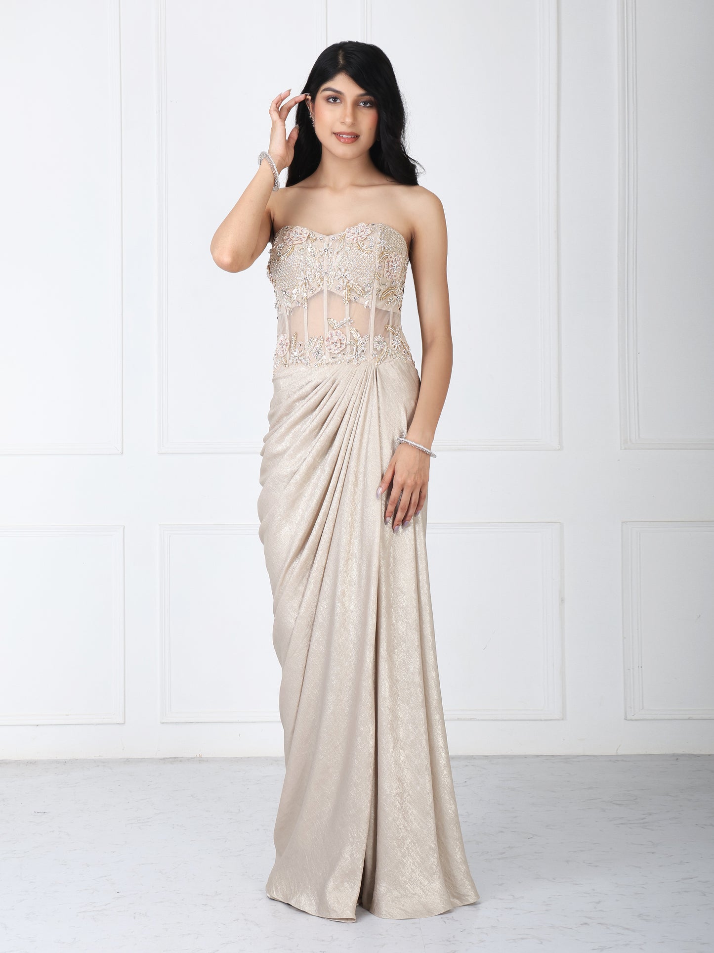 Royal golden embroidered gown