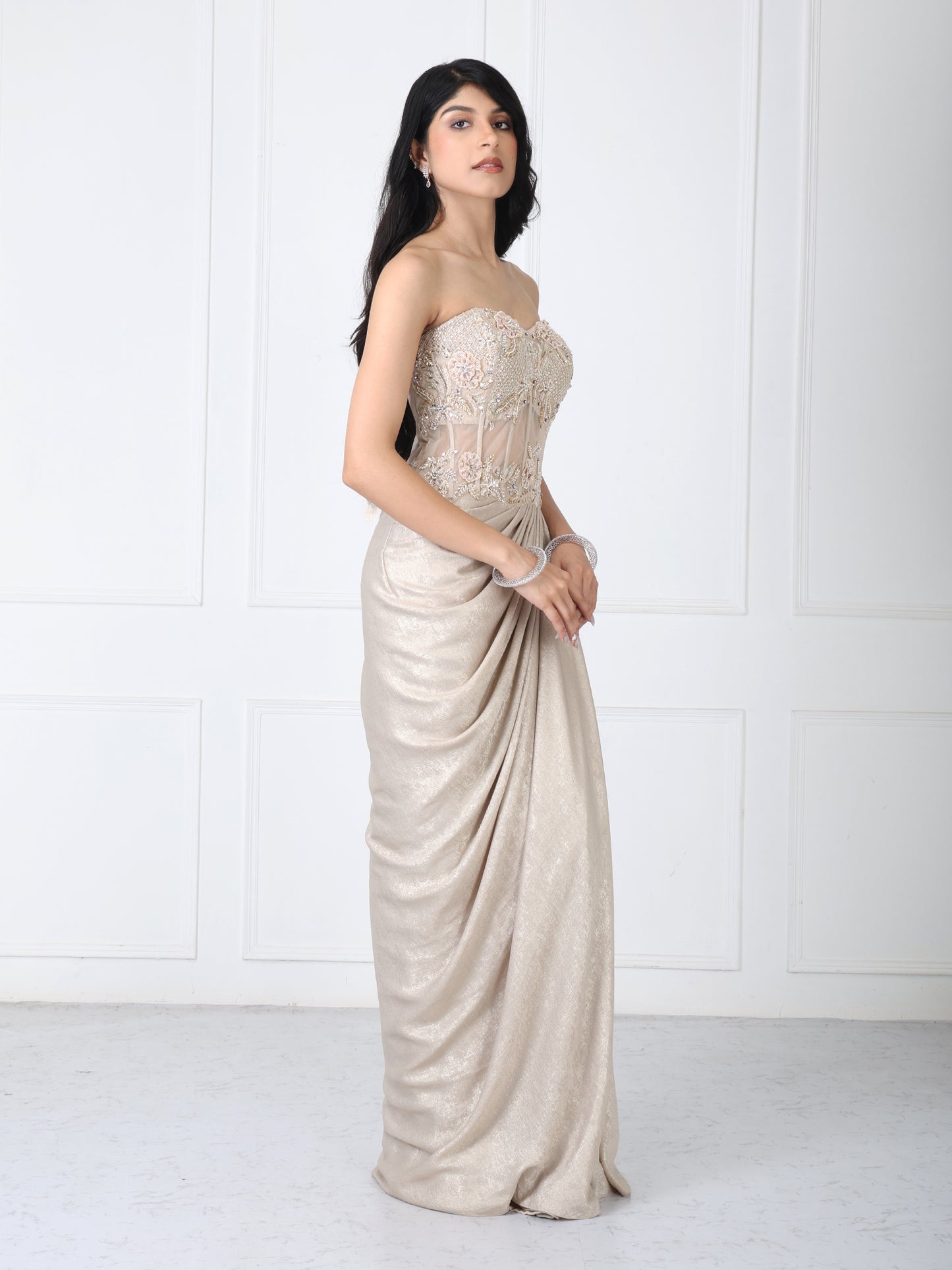 Royal golden embroidered gown