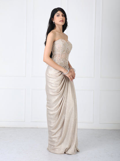 Royal golden embroidered gown