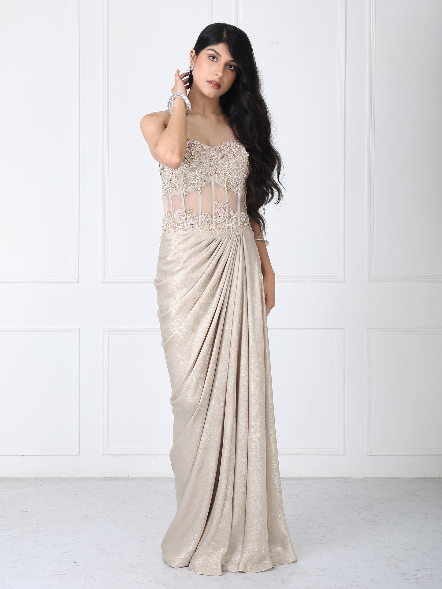 Royal golden embroidered gown