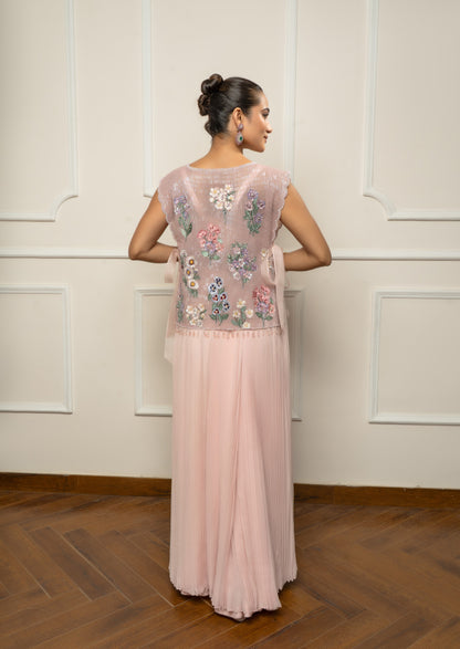Pink Top with Pleated Skirt