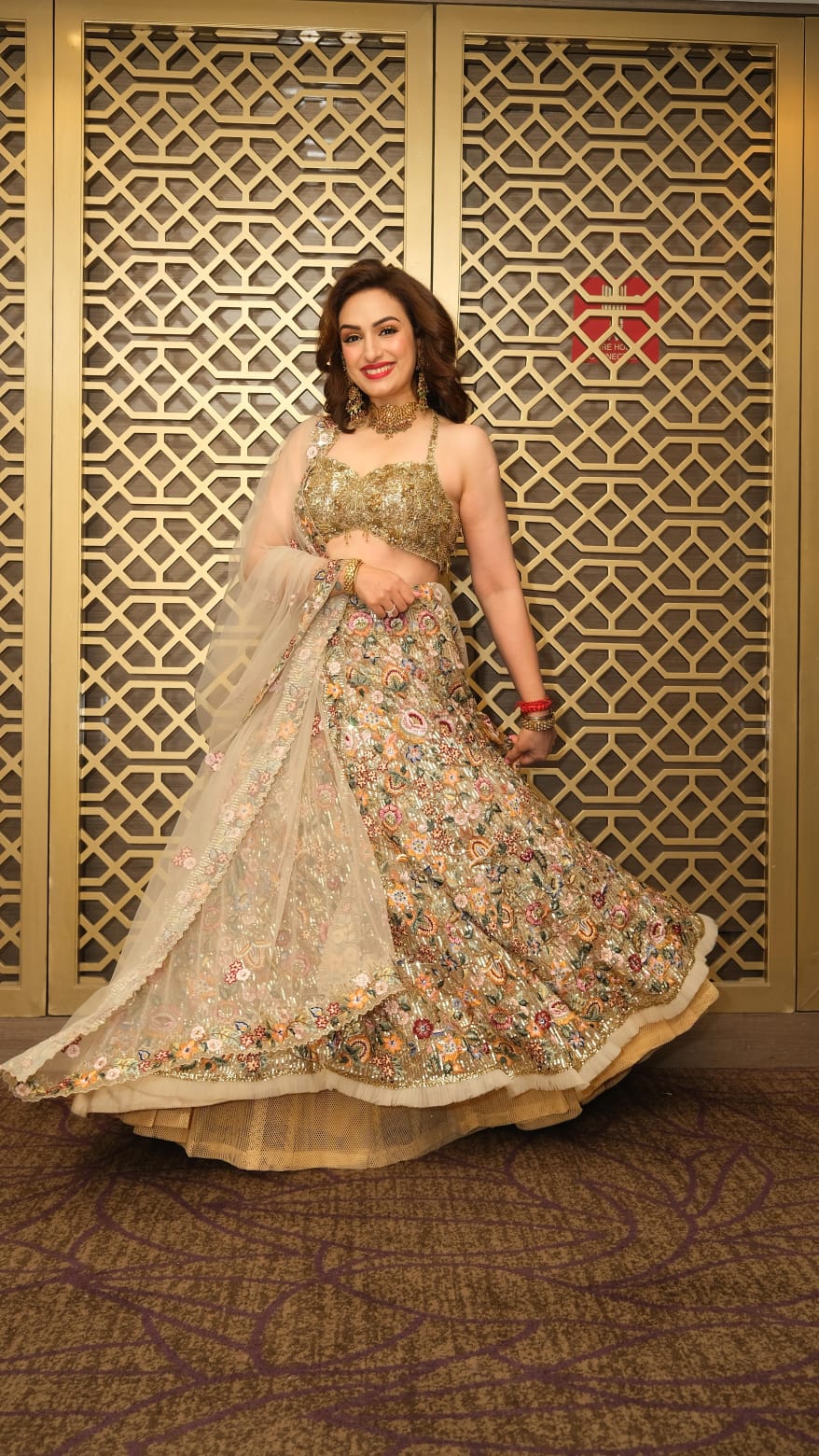 Multicolor floral sequins Embroidered lehenga set