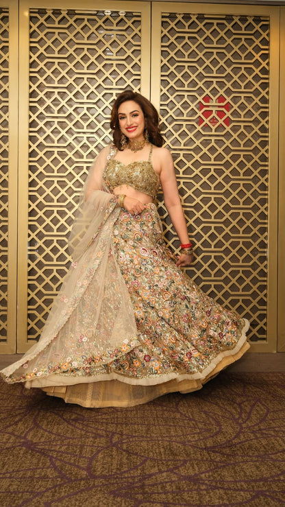 Multicolor floral sequins Embroidered lehenga set