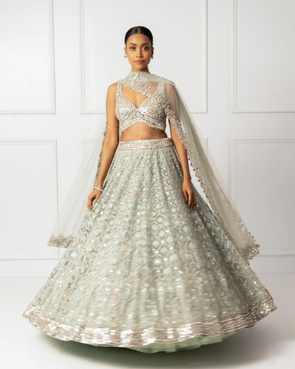 Silt green embroidered lehenga set